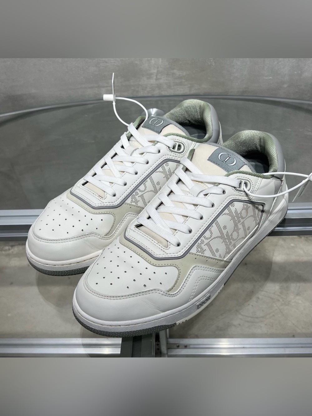 Dior Men's White and Light Gray Logo Low-Top Sneakers